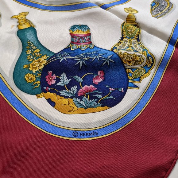 Auth HERMES "Qu’importe Le Flacon” Perfume Silk Scarf by Catherine Baschet - Picture 10 of 13